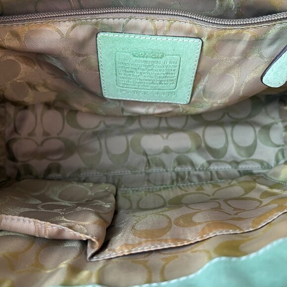 COACH 4419 STRAW BOXY TOTE METALLIC GREEN VINTAGE. - Picture 6 of 7